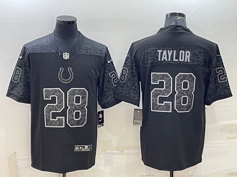 Men Indianapolis Colts 28 Taylor Black Reflector 2022 Nike Limited NFL Jersey